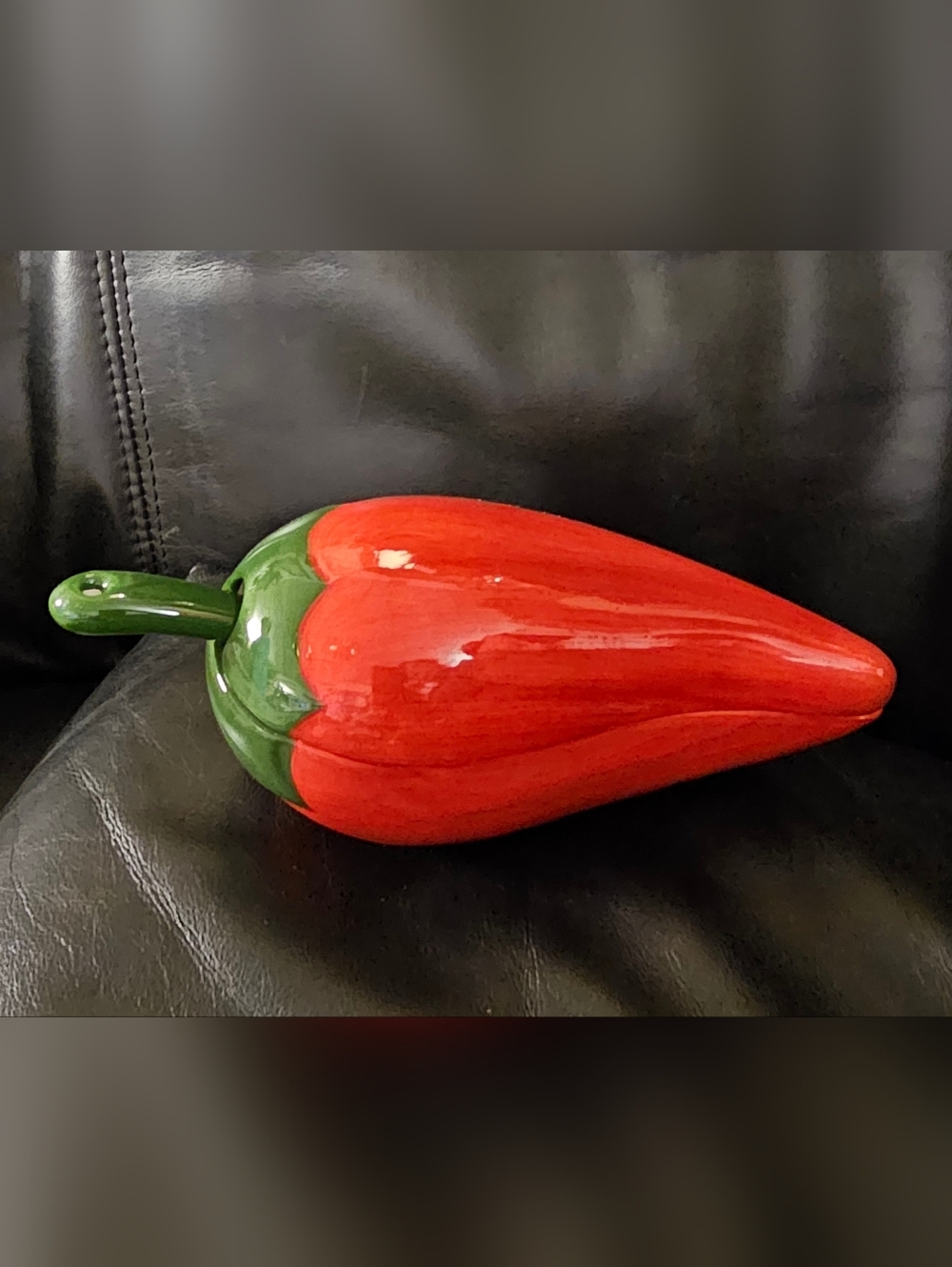 Ceramic Red Chili Pepper Sculpture Dip Salsa Bowl & Stem Spoon New Without Tags